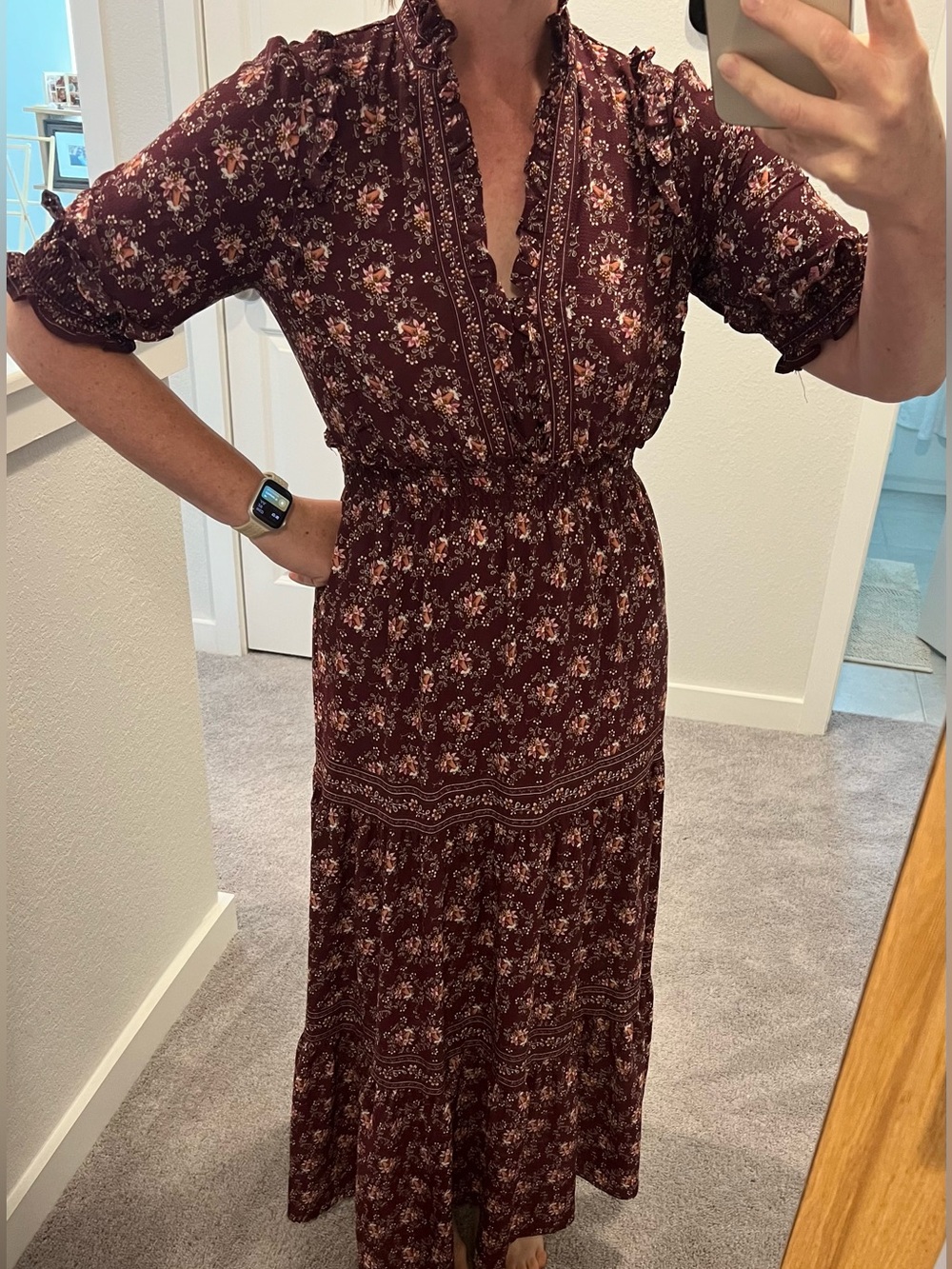 Max Studio Burgundy Floral Maxi Dress